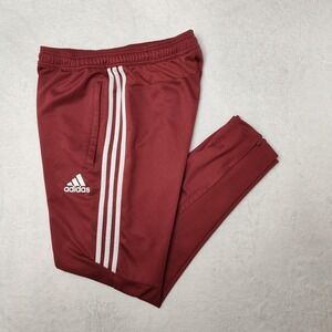 Adidas Track Pants Mens Medium Red Climacool 3-Stripes Zip Ankle Soccer Tiro 17